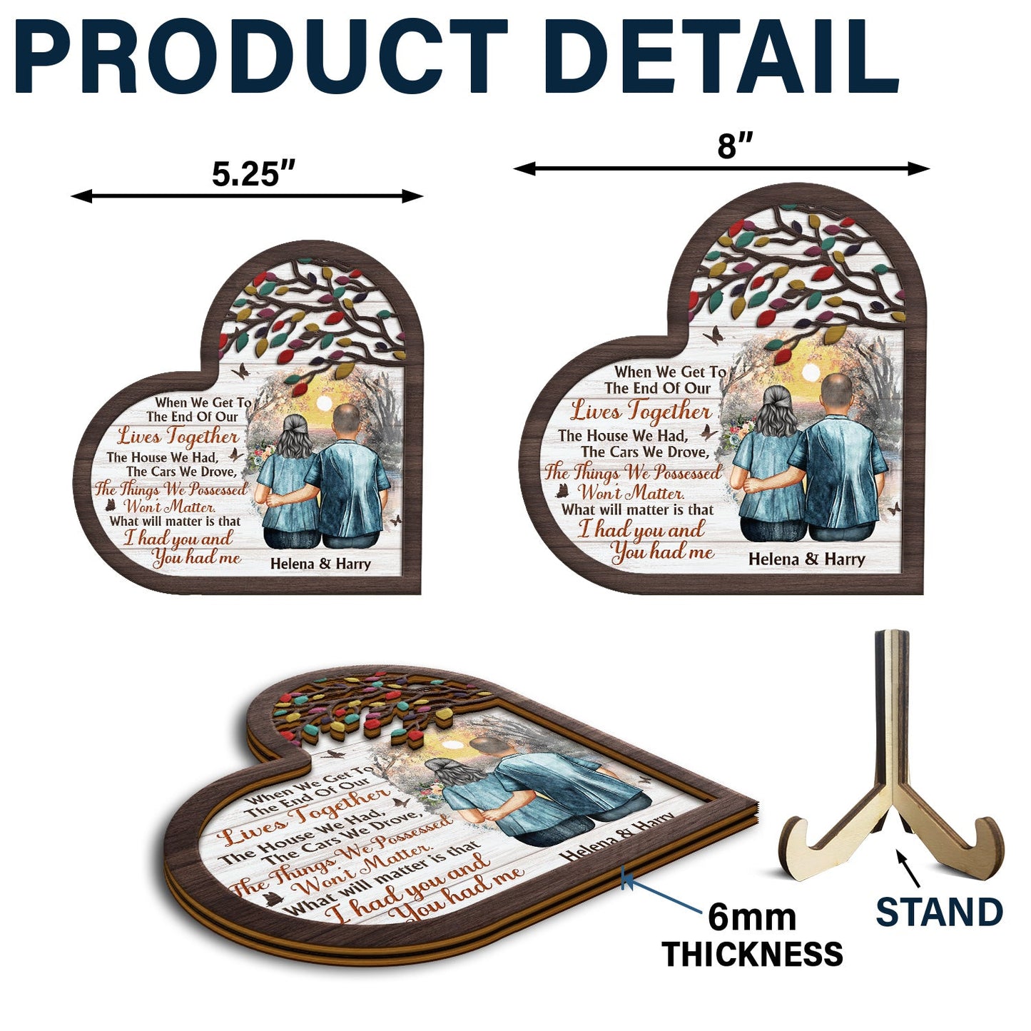 The End Of Our Lives Together - Gift For Couples - Personalized 2-Layered Wooden Plaque With Stand