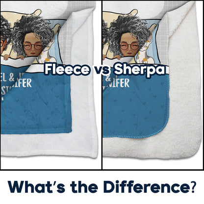 You And Me And The Fur Babies Cartoon - Gift For Pet Couples - Personalized Fleece Blanket, Sherpa Blanket