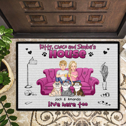 Live Here Too - Gift For Pet Lovers - Personalized Doormat
