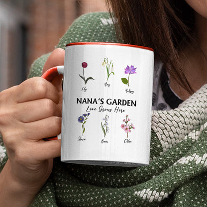 Grandma's Garden Birth Flowers - Gift For Grandma, Mommy - Personalized Accent Mug