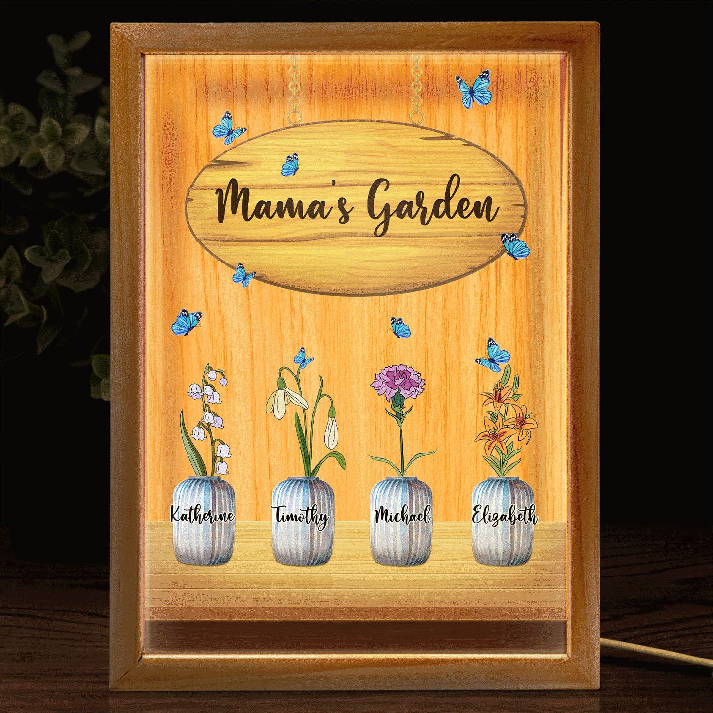 Grandma's Garden - Gift For Grandma, Mommy - Personalized Picture Frame Light Box