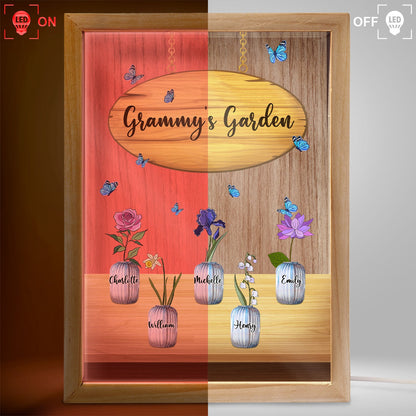 Grandma's Garden - Gift For Grandma, Mommy - Personalized Picture Frame Light Box