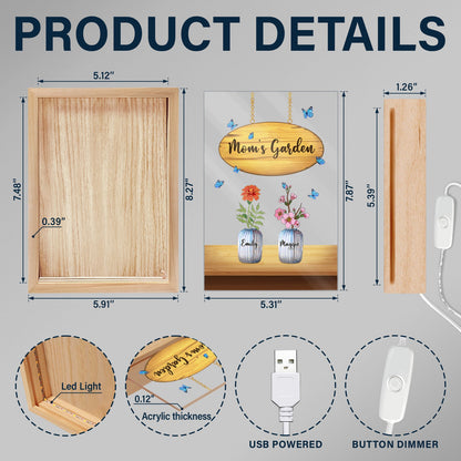 Grandma's Garden - Gift For Grandma, Mommy - Personalized Picture Frame Light Box