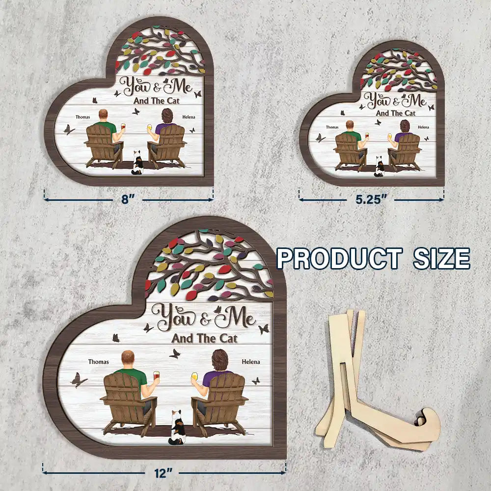 You And Me And The Fur Babies - Gift For Pet Couples - Personalized 2-Layered Wooden Plaque With Stand