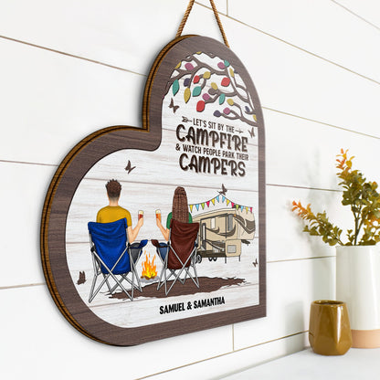 Camping Partners For Life - Gift For Camping Couple - Personalized Custom Shaped Wood Sign