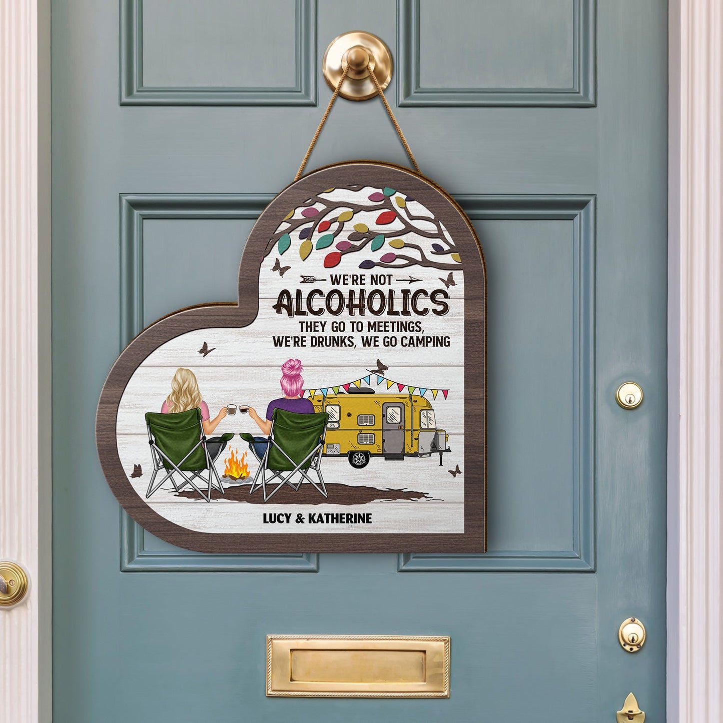 Camping Partners For Life - Gift For Camping Couple - Personalized Custom Shaped Wood Sign