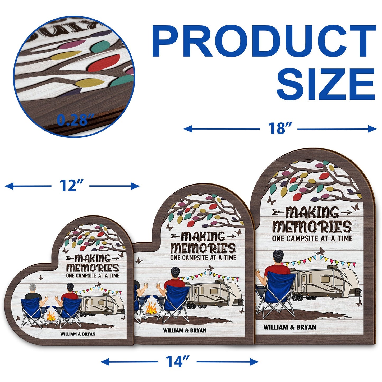 Camping Partners For Life - Gift For Camping Couple - Personalized Custom Shaped Wood Sign