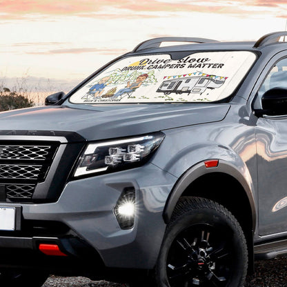 Drive Slow Drunk Camper Matter - Gift For Camping Lovers - Personalized Auto Sunshade