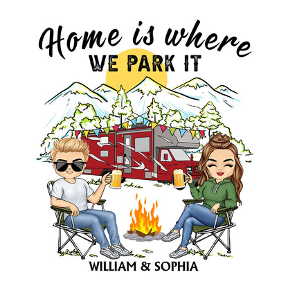 Home Is Where We Park It Chibi - Gift For Camping Couples - Personalized Camping Decal, Decor Decal