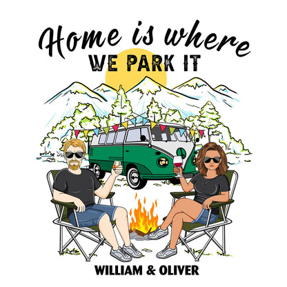 Home Is Where We Park It Family Vector - Gift For Camping Couples - Personalized Camping Decal, Decor Decal