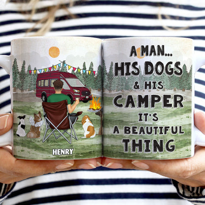 It's A Beautiful Things - Gift For Dog And Camping Lovers - Personalized White Edge-to-Edge Mug