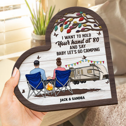 Baby Let's Go Camping - Gift For Camping Couples - Personalized 2-Layered Wooden Plaque With Stand
