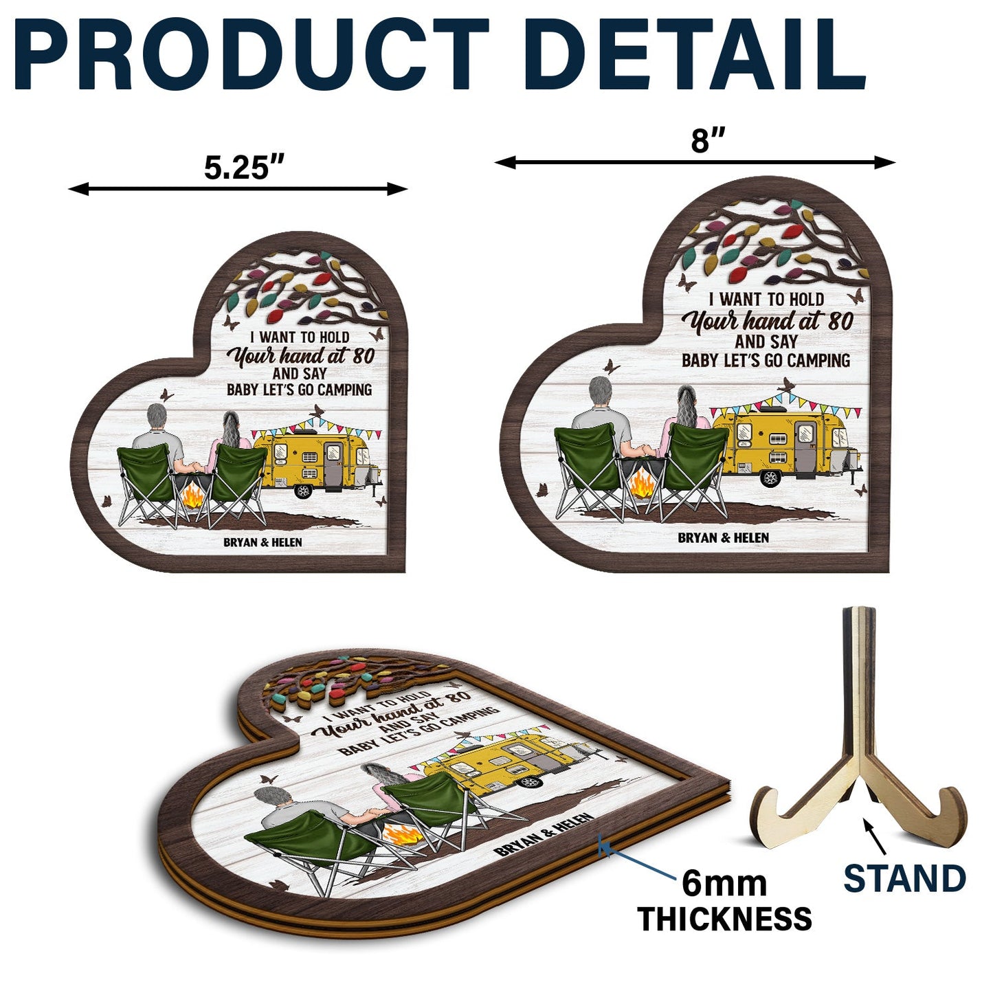 Baby Let's Go Camping - Gift For Camping Couples - Personalized 2-Layered Wooden Plaque With Stand