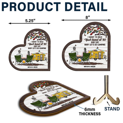 Baby Let's Go Camping - Gift For Camping Couples - Personalized 2-Layered Wooden Plaque With Stand