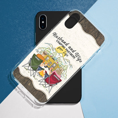 Home Is Where We Park It Back Couple - Gift For Camping Couples - Personalized Clear Phone Case