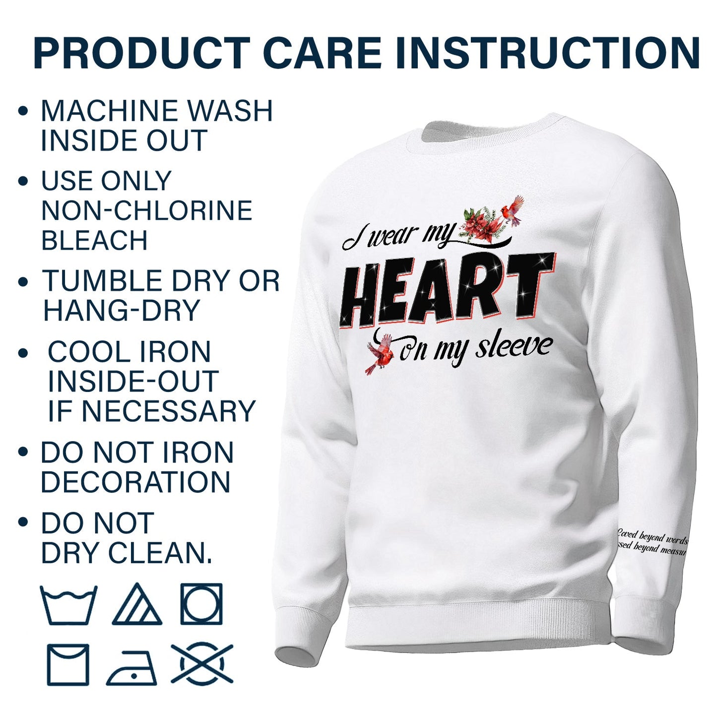 Custom Photo Wear My Heart On My Sleeve - Memorial, Sympathy Gift - Personalized Unisex Sweatshirt With Design On Sleeve