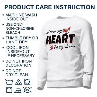 Custom Photo Wear My Heart On My Sleeve - Memorial, Sympathy Gift - Personalized Unisex Sweatshirt With Design On Sleeve