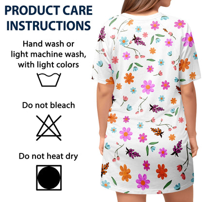 Mama Bear Floral Style - Birthday, Loving Gift For Mom, Mother, Grandma, Grandmother - Personalized Women's Sleep Tee