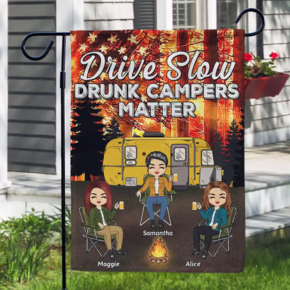 Stars And Stripes Drunk Campers Matter - Personalized Flag