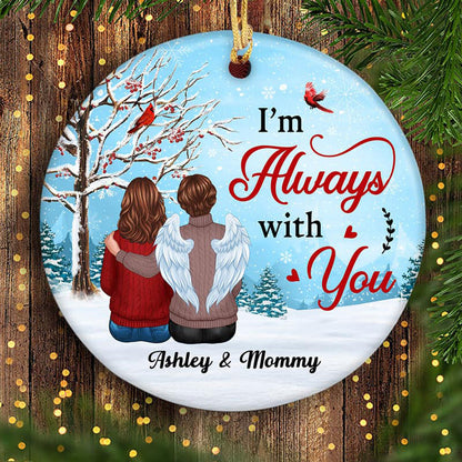 Berry Tree Cardinal In Snow Memorial Personalized Circle Ornament