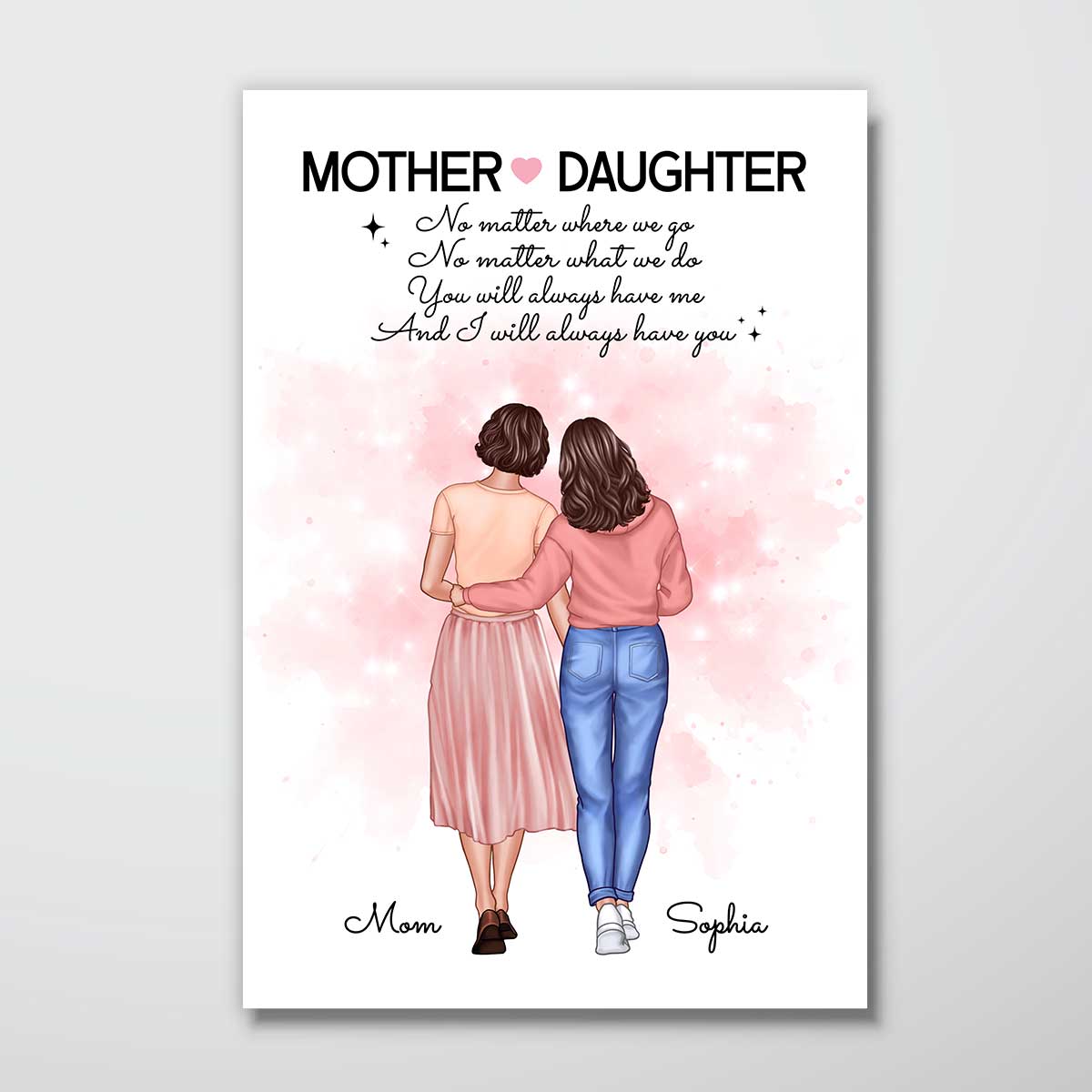 Mother Daughter No Matter Where We Go Mother's Day Gift Personalized Poster