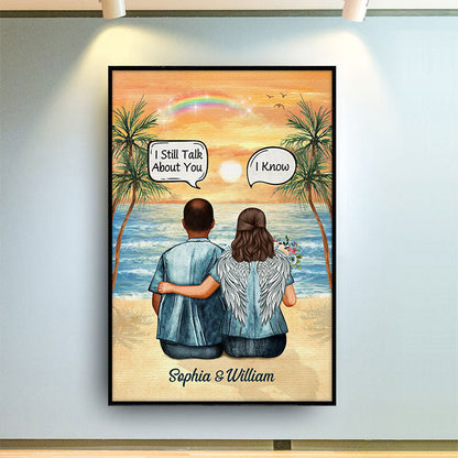 Still Talk About You Beach Widow Middle Aged Couple - Memorial Gift - Personalized Custom Poster
