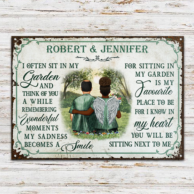 I Often Sit In My Garden Widow Old Couple Personalized Custom Classic Metal Signs