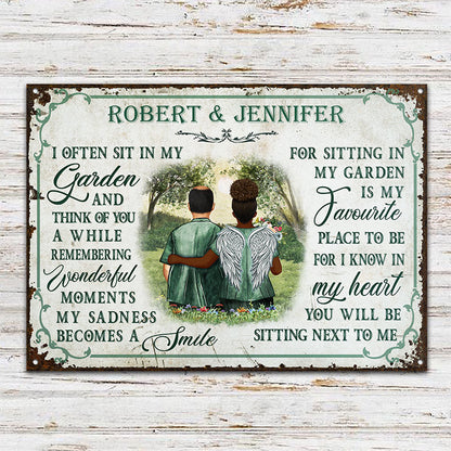 I Often Sit In My Garden Widow Old Couple Personalized Custom Classic Metal Signs