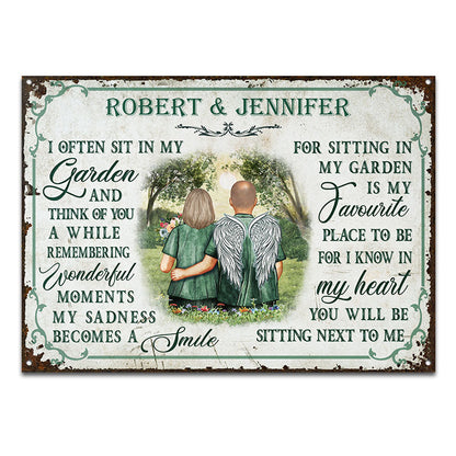 I Often Sit In My Garden Widow Old Couple Personalized Custom Classic Metal Signs