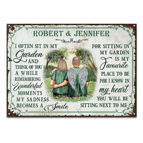 I Often Sit In My Garden Widow Old Couple Personalized Custom Classic Metal Signs
