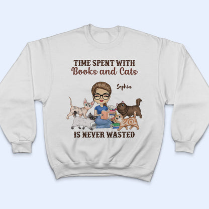 Time Spent With Books And Cats - Reading Gift - Personalized Custom Hoodie