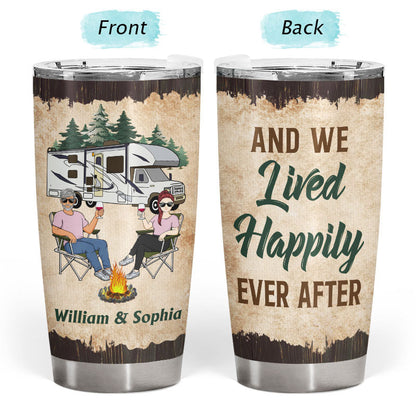 Let's Sit By The Campfire Husband Wife Camping Couple - Personalized Custom Tumbler