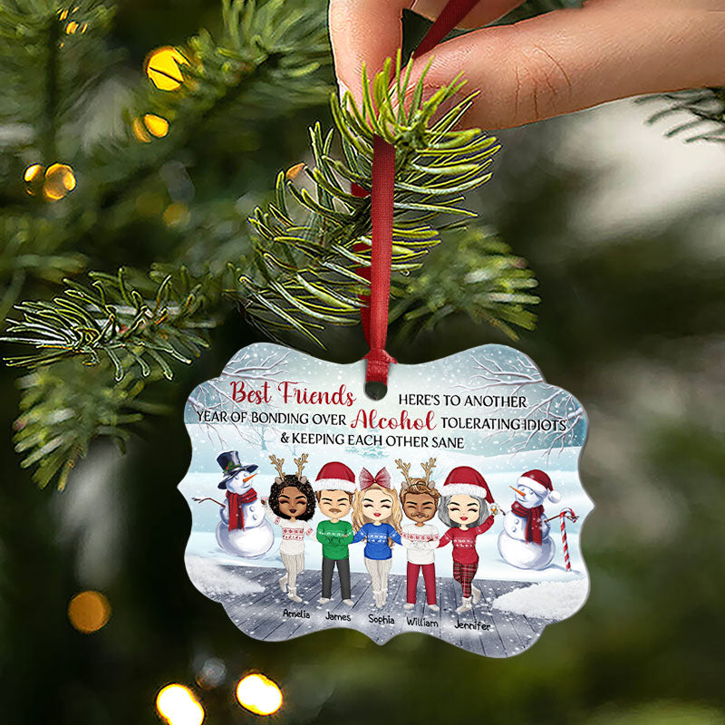 Best Friends Here's To Another Year - Christmas Gift For BFF And Colleagues - Personalized Custom Aluminum Ornament