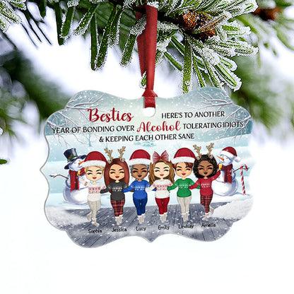 Best Friends Here's To Another Year - Christmas Gift For BFF And Colleagues - Personalized Custom Aluminum Ornament