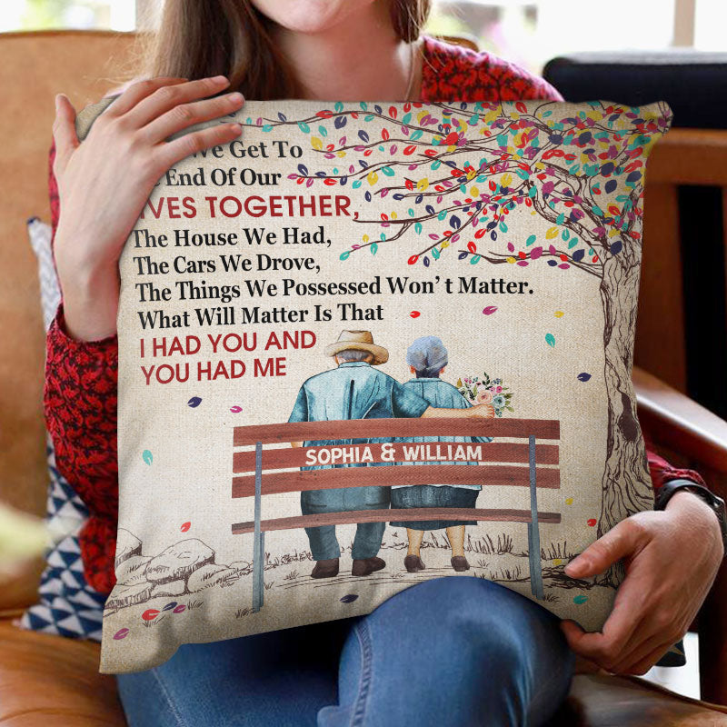 When We Get To The End Old Couple Under Tree - Couple Gift - Personalized Custom Pillow