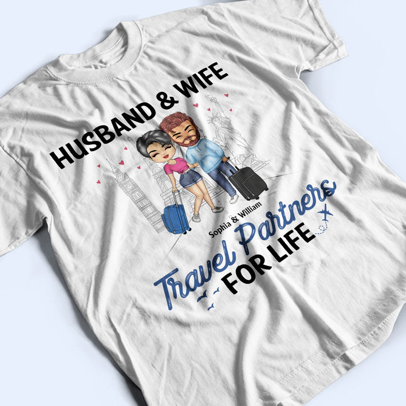 Travel Couple Travel Partners For Life - Couple Gift - Personalized Custom T Shirt