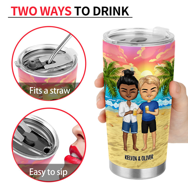 Beach Couple I Love You To The Beach And Back - Gift For Couples - Personalized Custom Tumbler