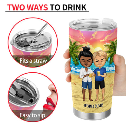 Beach Couple I Love You To The Beach And Back - Gift For Couples - Personalized Custom Tumbler