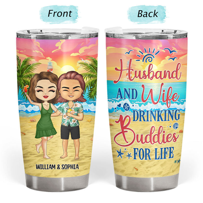 Beach Couple I Love You To The Beach And Back - Gift For Couples - Personalized Custom Tumbler