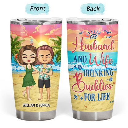 Beach Couple I Love You To The Beach And Back - Gift For Couples - Personalized Custom Tumbler