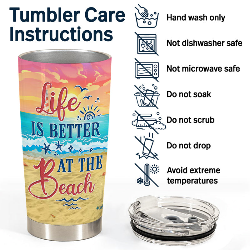 Beach Couple I Love You To The Beach And Back - Gift For Couples - Personalized Custom Tumbler