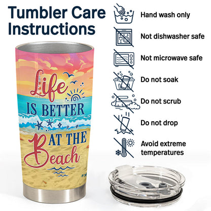 Beach Couple I Love You To The Beach And Back - Gift For Couples - Personalized Custom Tumbler