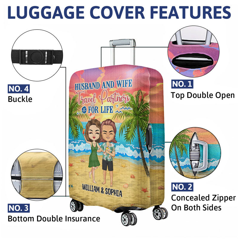 Beach Couple I Love You To The Beach And Back - Gift For Couples - Personalized Custom Luggage Cover