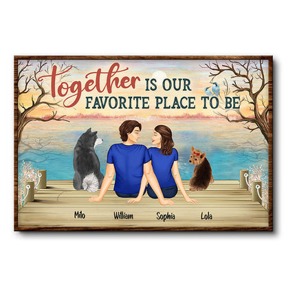 Together Is Our Favorite Place to Be Husband Wife Dog Lovers - Gift For Couples - Personalized Custom Poster