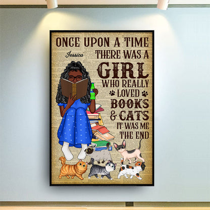 Once Upon A Time There Was A Girl Who Really Loved Books And Cats Reading Vintage - Gift For Book Lovers - Personalized Custom Poster