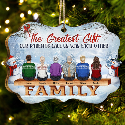 The Greatest Gift Our Parents Gave Us Was Each Other - Personalized Medallion Wooden Ornament