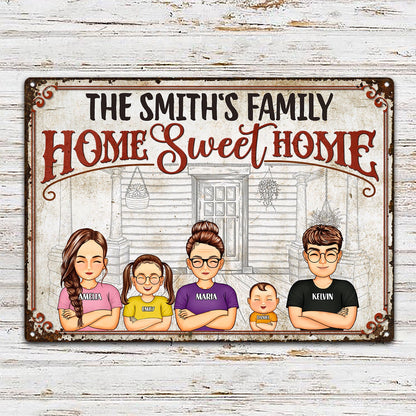 Welcome Home Sweet Home - Gift For Couples And Family - Personalized Custom Classic Metal Signs