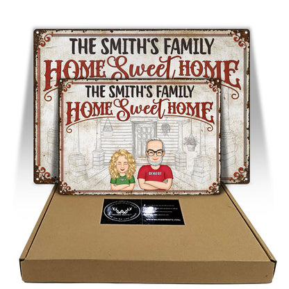 Welcome Home Sweet Home - Gift For Couples And Family - Personalized Custom Classic Metal Signs