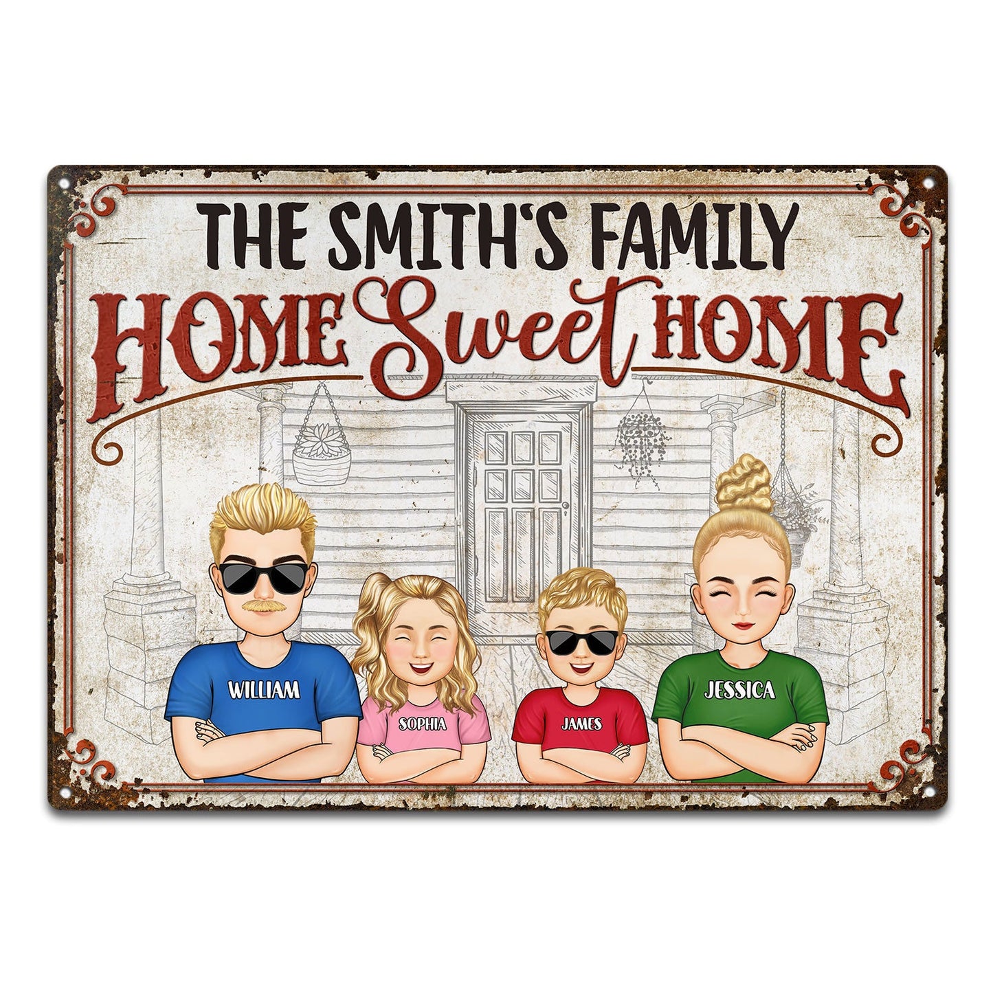 Welcome Home Sweet Home - Gift For Couples And Family - Personalized Custom Classic Metal Signs