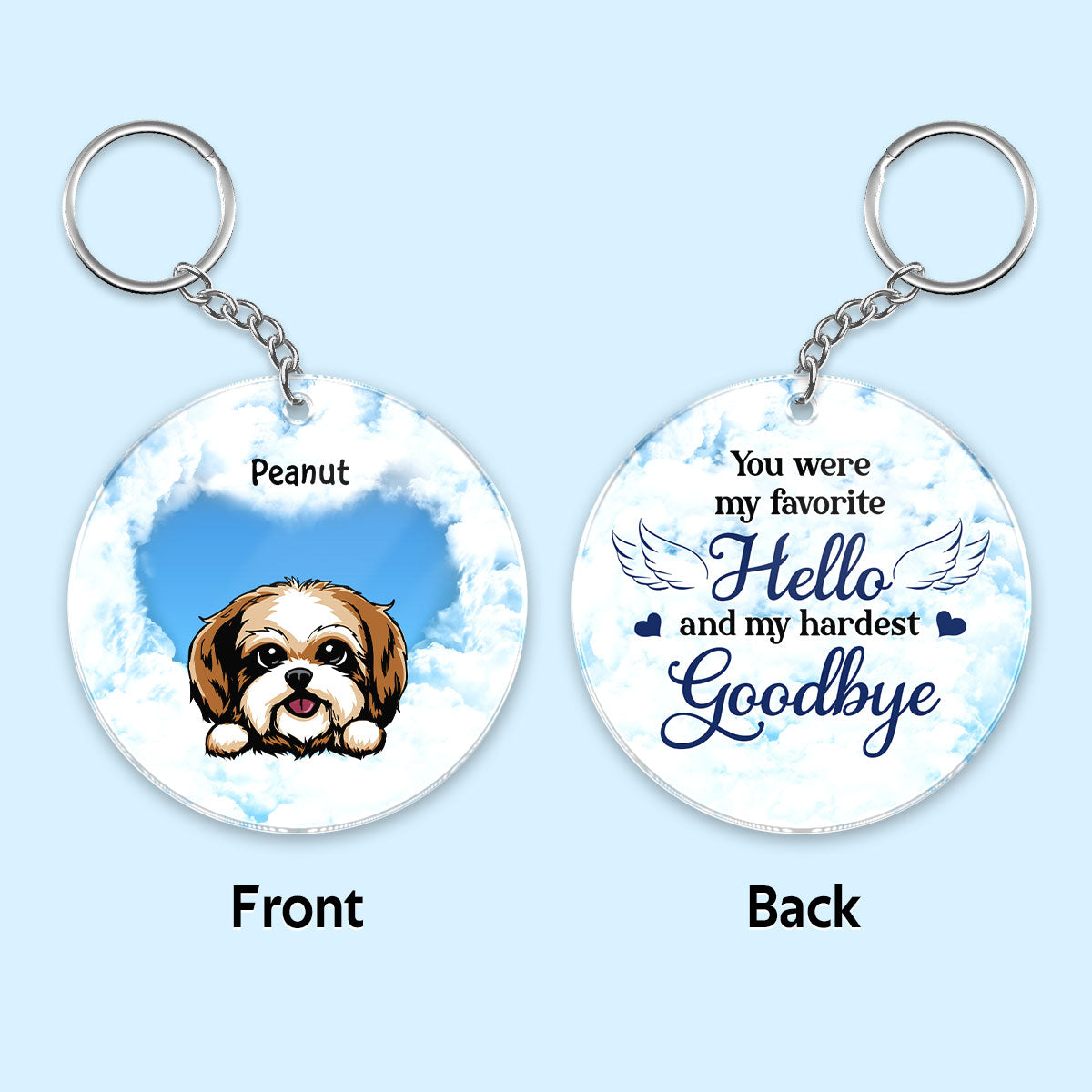 Dog Memorial Sky Remembrance Keepsake Sympathy Gift Personalized Acrylic Keychain